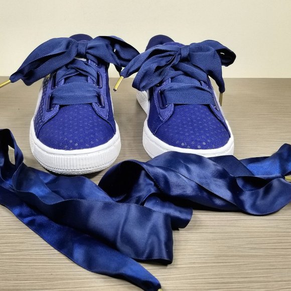 Puma Basket Heart Sneaker, Blue, Womens Size 9 US - Picture 4 of 11